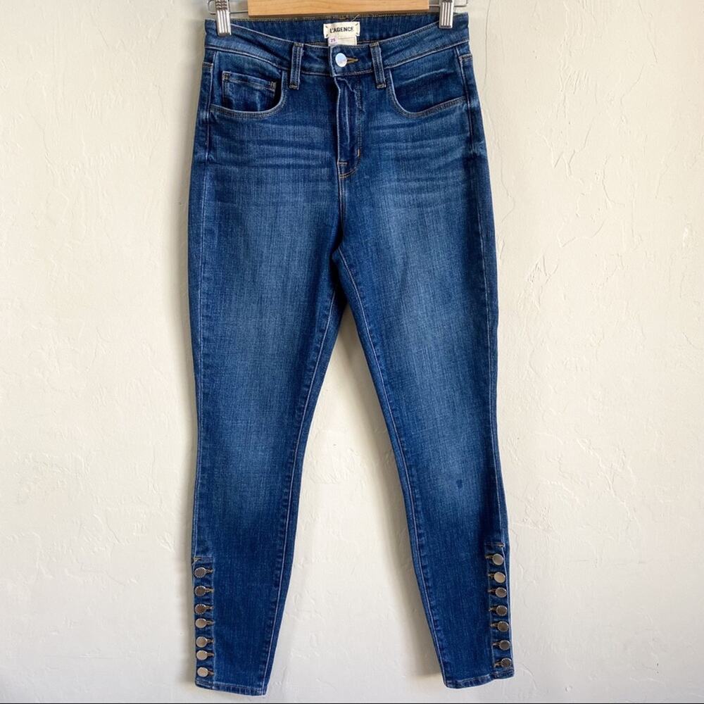 L’AGENCE Piper High Rise Button Leg Skinny Jeans - Picture 2 of 8